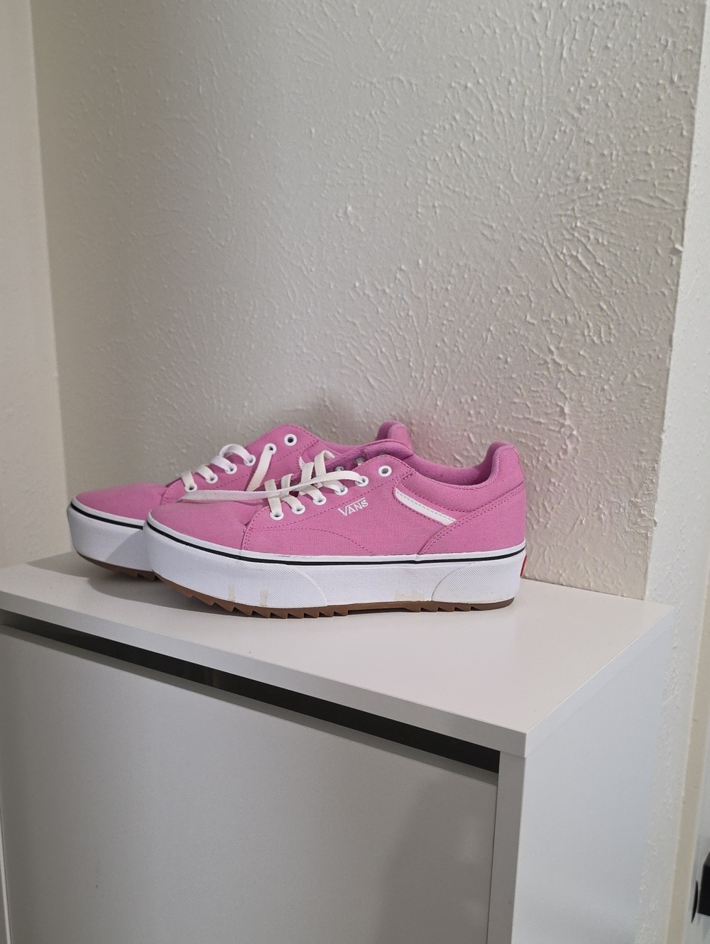 Vans Pink Low-Top Platform Sneakers with White Accents